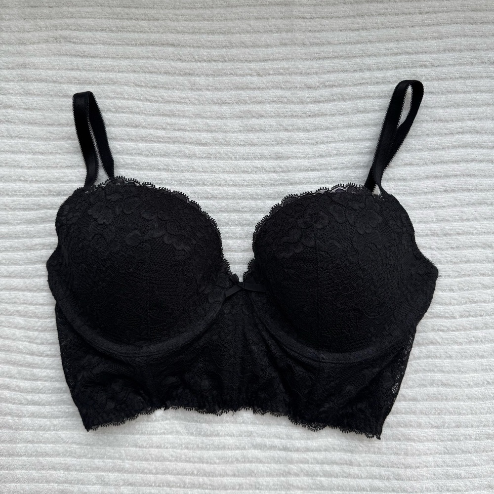 VICTORIA’S SECRET | NWOT Black Dream Angels Padded Push Up Corset Bra 34DD